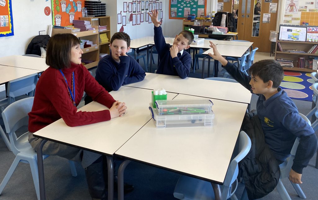 Tina visiting primary school learners at Broadfields Primary School in Barnet.