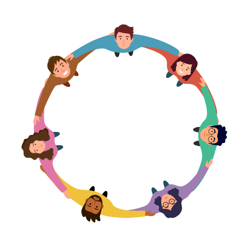 Diverse learners standing in a circle