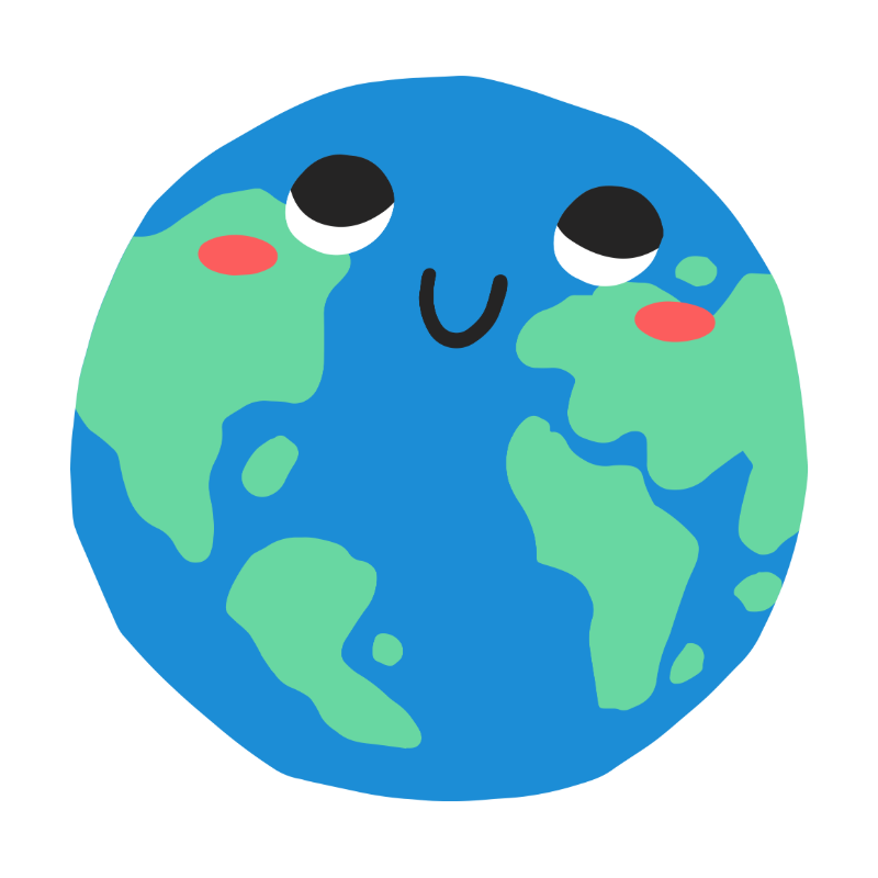 Cartoon globe with a smiley face
